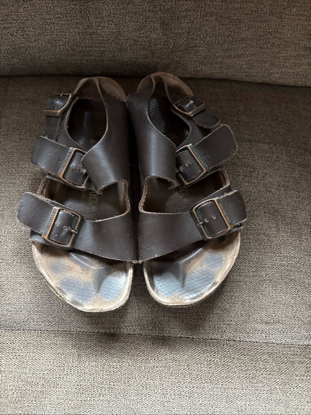 Birkenstock Leather Milano 38/Womans 7 Mens 5 Brown Leather